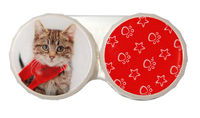 Klasické pouzdro motiv Vánoce - Kočka žíhaná s šálou
