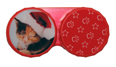 Klasické pouzdro motiv Vánoce - Kočka tmavá s čepicí