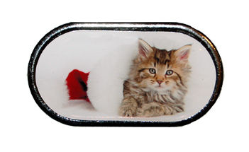 Pouzdro se zrcátkem Vánoční motiv - Kotě ležící v kulichu