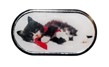 Pouzdro se zrcátkem Vánoční motiv - Kotě ležící v šále