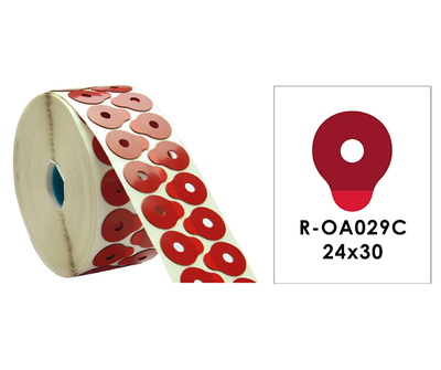 Samolepky pro brusné stroje 24x30mm, 1000ks - červené
