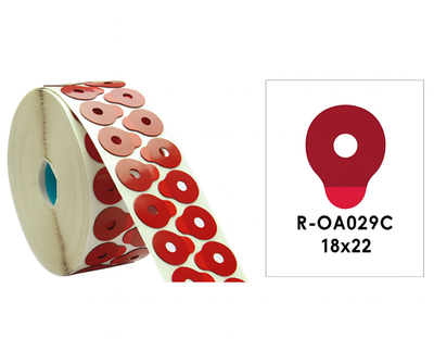 Samolepky pro brusné stroje 18x22mm, 1000ks - červené