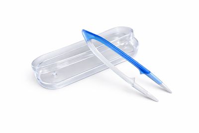 Pinzeta na kontaktní čočky v pouzdře, velká - modro-trasparentní