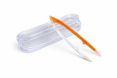 Pinzeta na kontaktní čočky v pouzdře, velká - oranžovo-trasparentní