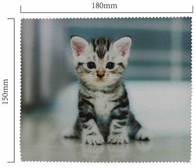 Hadřík na brýle z mikrovlákna- motiv kotě sedící